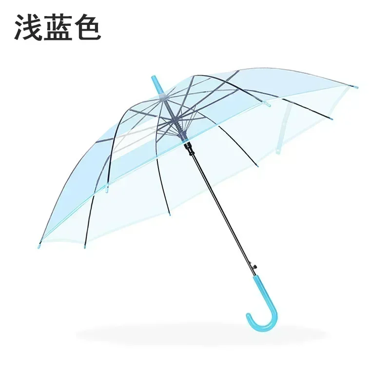 Automatic Transparent Umbrella for Students and Children Long Handle Straight Rod Environmentally Friendly Transparent Umbrella