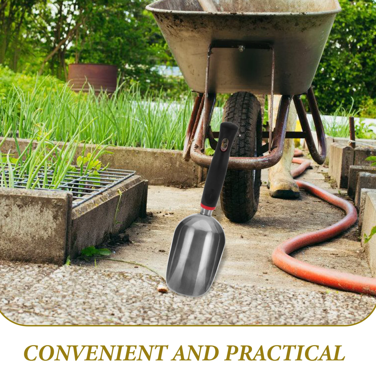 

Aluminum Garden Shovel Soil Scoop Ice Hand Spade Orange Multi Functional Lightweight Durable Gardening Tool Freezer Ice Machine
