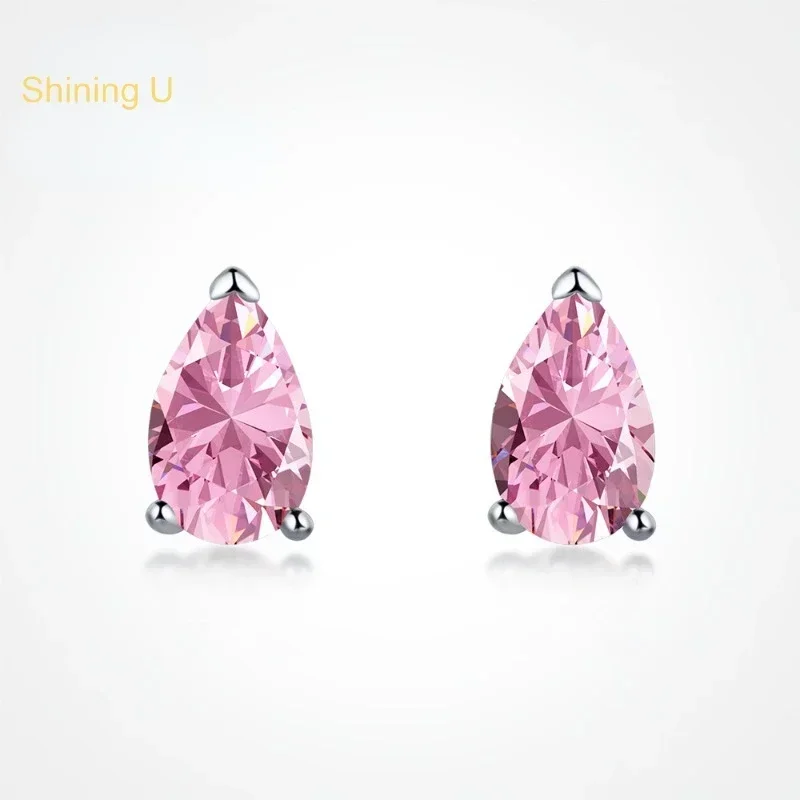 

Shining U S925 Silver Water Drop Stud Earrings for Women Fine Jewelry Anniversary Gift