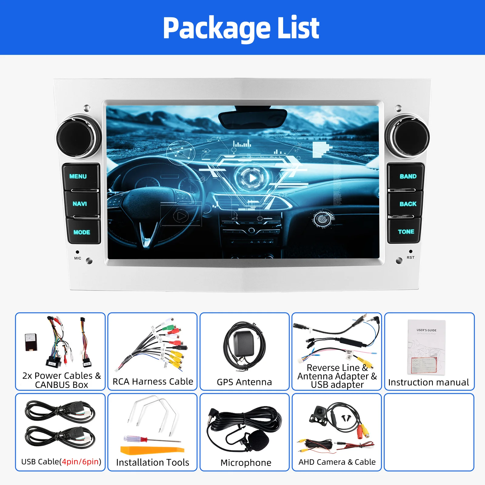 ESSGOO Android 15 Autoradio 4 + 64G Draadloze CarPlay Voor Opel Astra Vectra Vauxhall Vivaro Meriva Antara Zafira Corsa C D