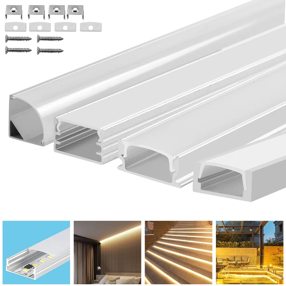 5 pièces barre lumineuse LED Tube LED canal en aluminium avec bande LED couverture laiteuse chaude barre lumineuse LED Tube Fluorescent ampoules remplacer