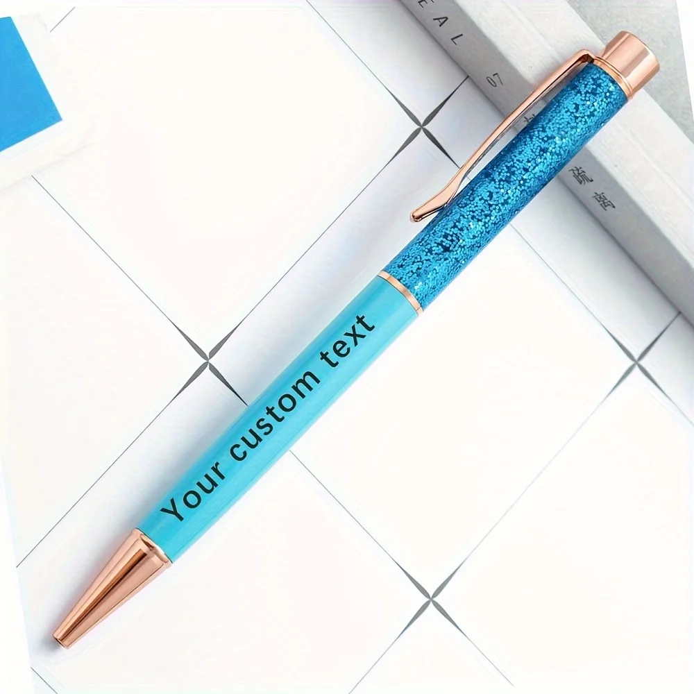 Custom Liquid Sand Round Ballpoint Pen - Personalized Engraved Rose Golden Glitter Pen - Christmas Gift - Bridesmaid Gift view 6