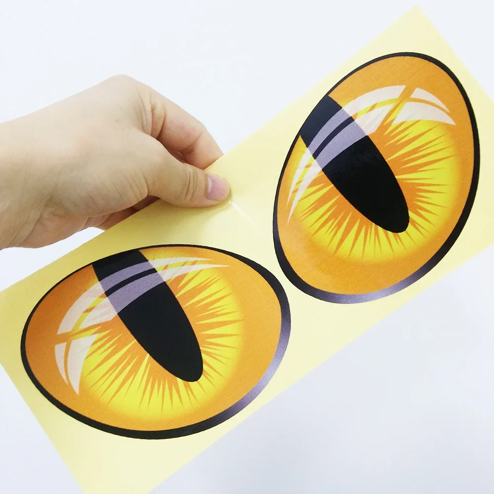 2pcs/Pair 3D Funny Cartoon Reflective Cat Eyes Car Stickers Truck Head Engine Rearview Mirror Window Cover Door Decal Decoration
