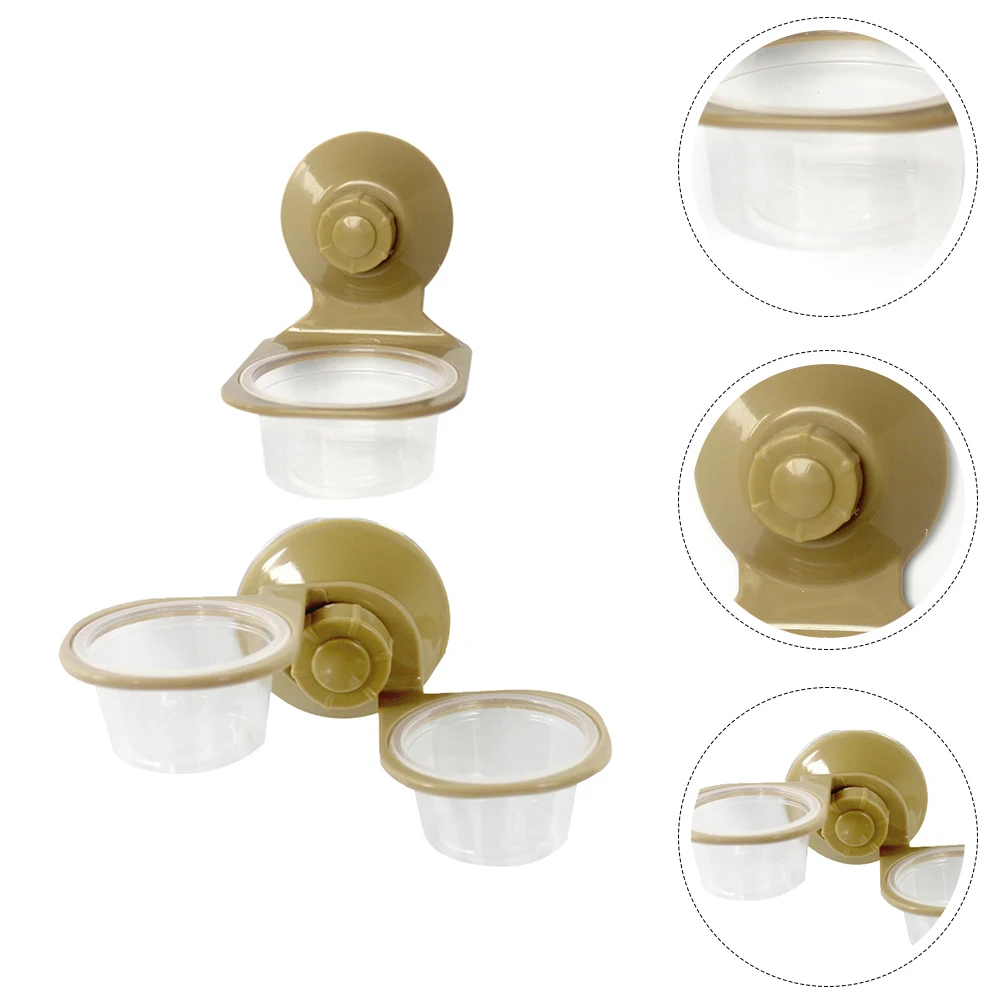 

2pcs Transparent Hanging Reptile Food Water Bowl Wall-Mounted Feeder Dish For Lizard Turtle Breeding Cabinet Decor