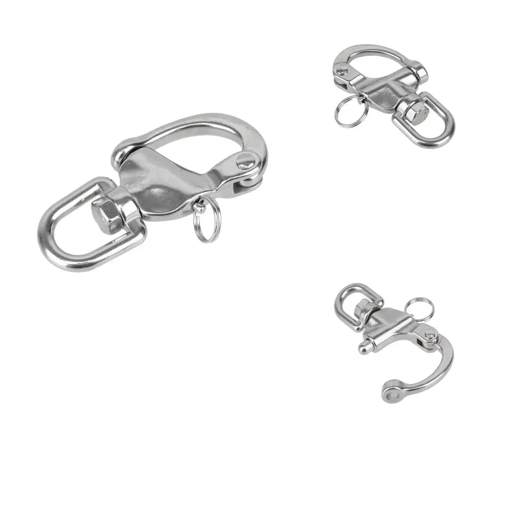 Strong 316 Stainless Steel Swivel Eye Snap Shackle Marine Boat Fittings Quick Release for Sailing Yacht Fishing Equipment