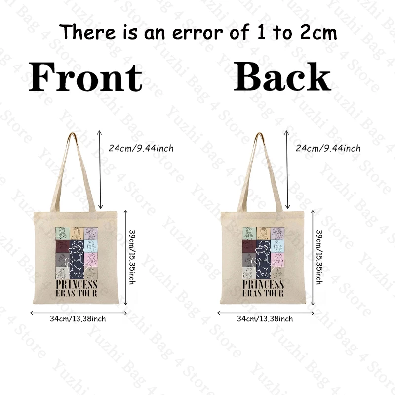 Princess Eras Tour Pattern Canvas Tote Bag Fairy Tales Graphics Best Gift for Girl Reusable Anime Shopper Bag for TS Fans