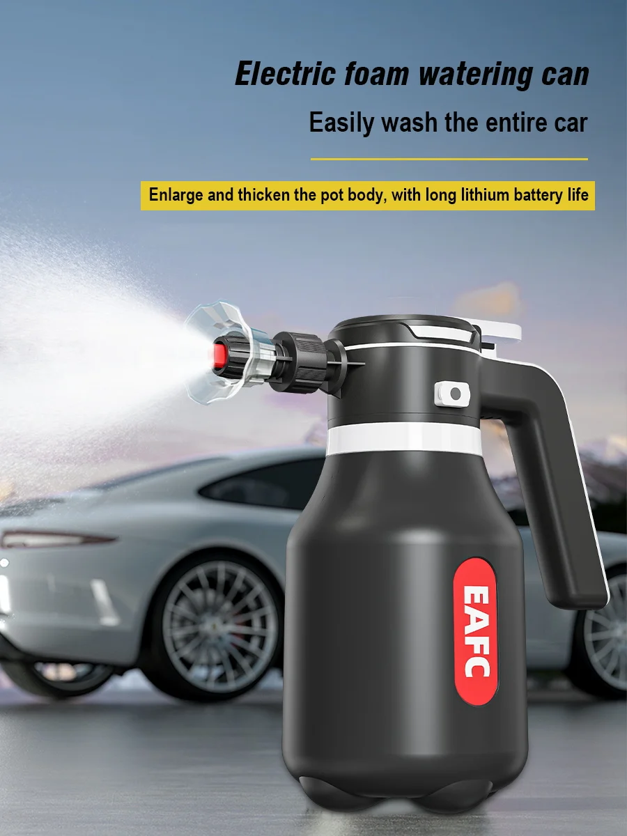 EAFC 2000ML Elektrischer Schaumsprüher, Autowaschpistole, kabellos, wiederaufladbar, Schaumkanone, Auto-Reinigungswerkzeug 60 ° Sprühbereich – Detail 1