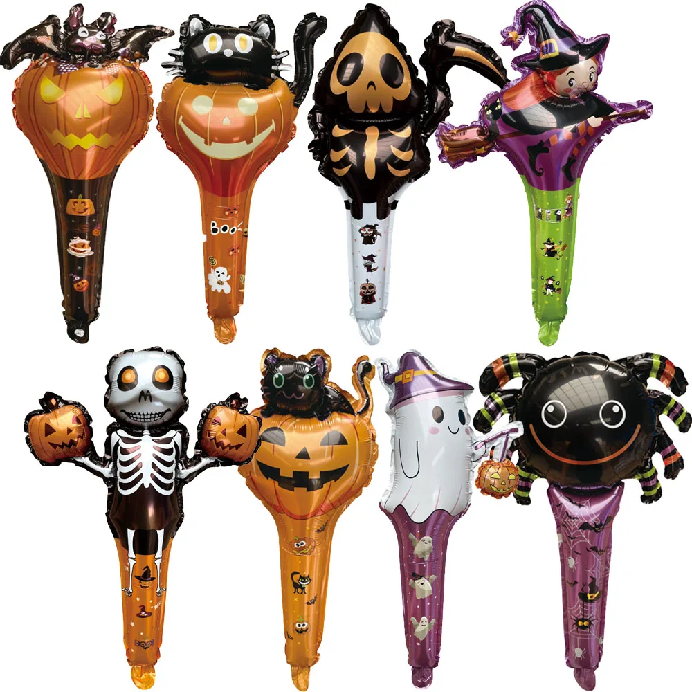32/16/8pcs Halloween Balloon Pumpkin Vampire Ghost Foil Balloon Kid Gifts Handheld Strike Balloon Halloween Party Decoration