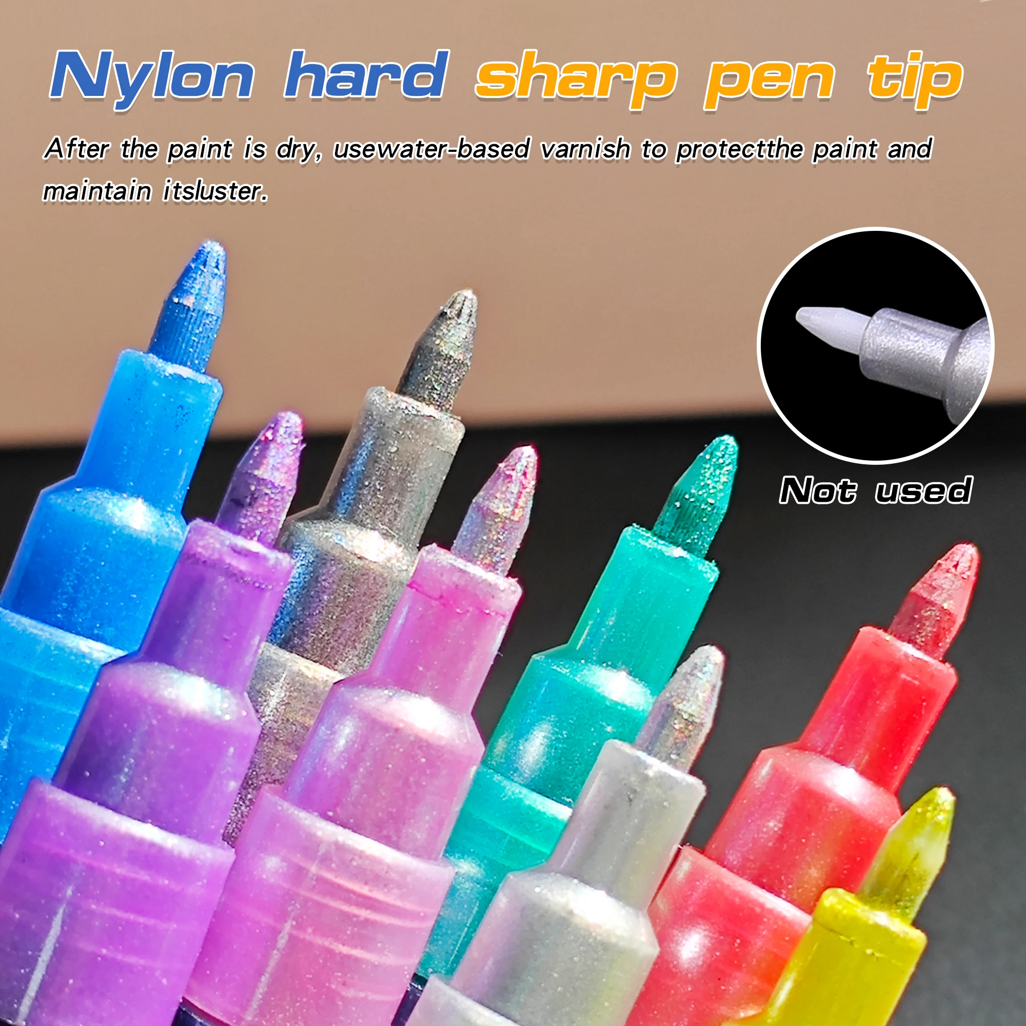 8+1 Sparkly Glitter Paint Pens, Shiny Markers for Rock, Ceramic, Glass, Wood, Fabric, Scrapbooking & DIY Crafts