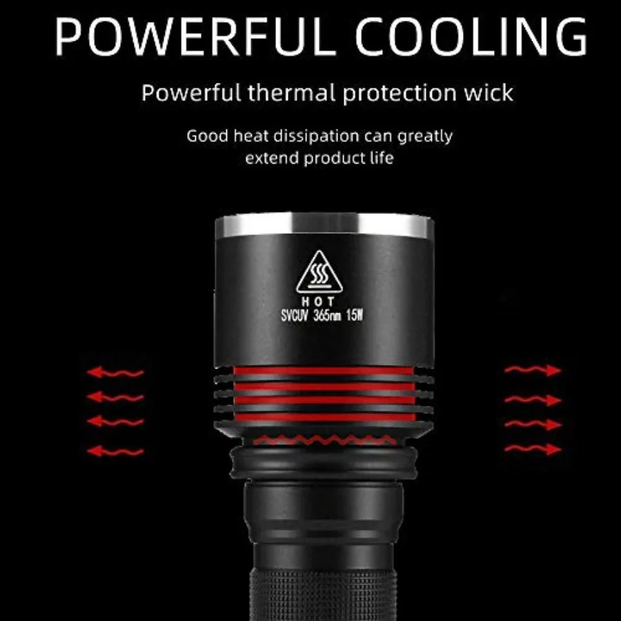 SV13 15W 365nm UV Flashlight Rechargeable Ultraviolet Woods Lamp Powerful Black Light for Pet Urine Detector, Resin, Bed Bug, S view 5