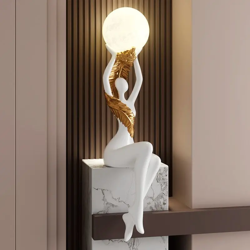 Modern minimalist sitting figure ornament creative ambient light partition soft living room decoration home accessories