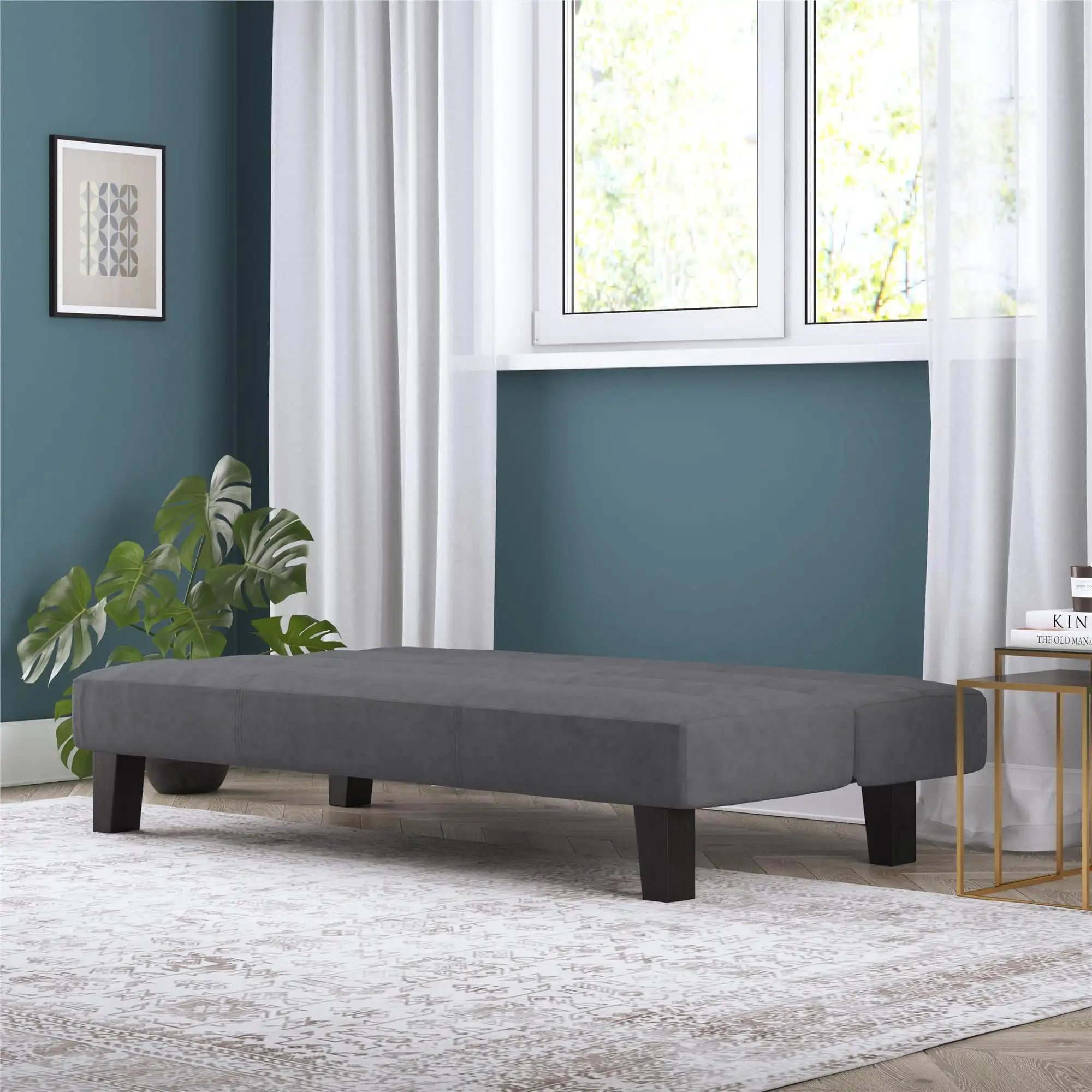 Kebo futón con cubierta de microfibra, microfibra gris