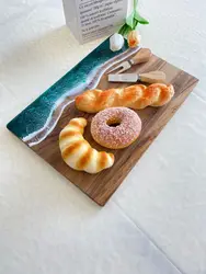 Acacia Wood Cutting Board With Resin Wave & Sea Epoxy Resin Ocean Pan for Kitchen Meal Prep Serving Tray Cheese & cutting Board
