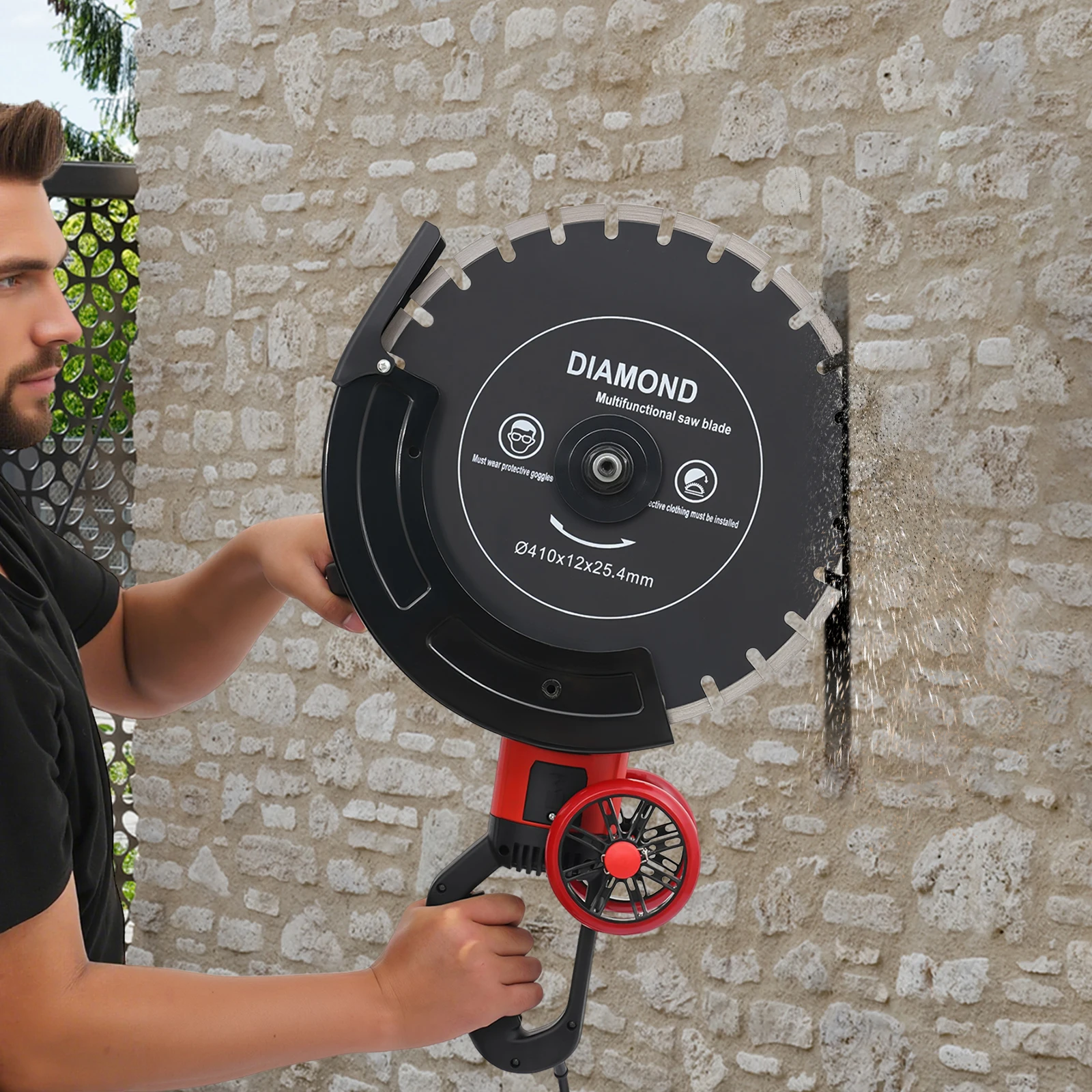 4000W 전기 콘크리트 톱 원형 톱 다이아몬드 블레이드 롤링 풀리 165mm 절단 깊이