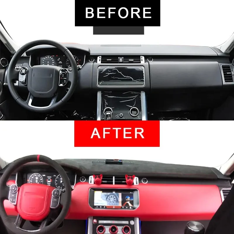 

Custom Car Dashboard Cover Wrap in Alcantara for Land Rover Range Rover Sport Executive Discovery 2016-2020 Mat Shade Cushion