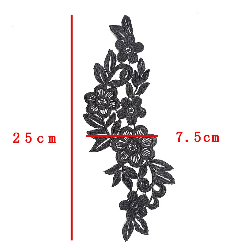 1 Pair 25x7.5cm Embroidery Rose Flower Patch Applique DIY Crafts Stiker for Jeans Hat Bag Clothes Accessories Badges