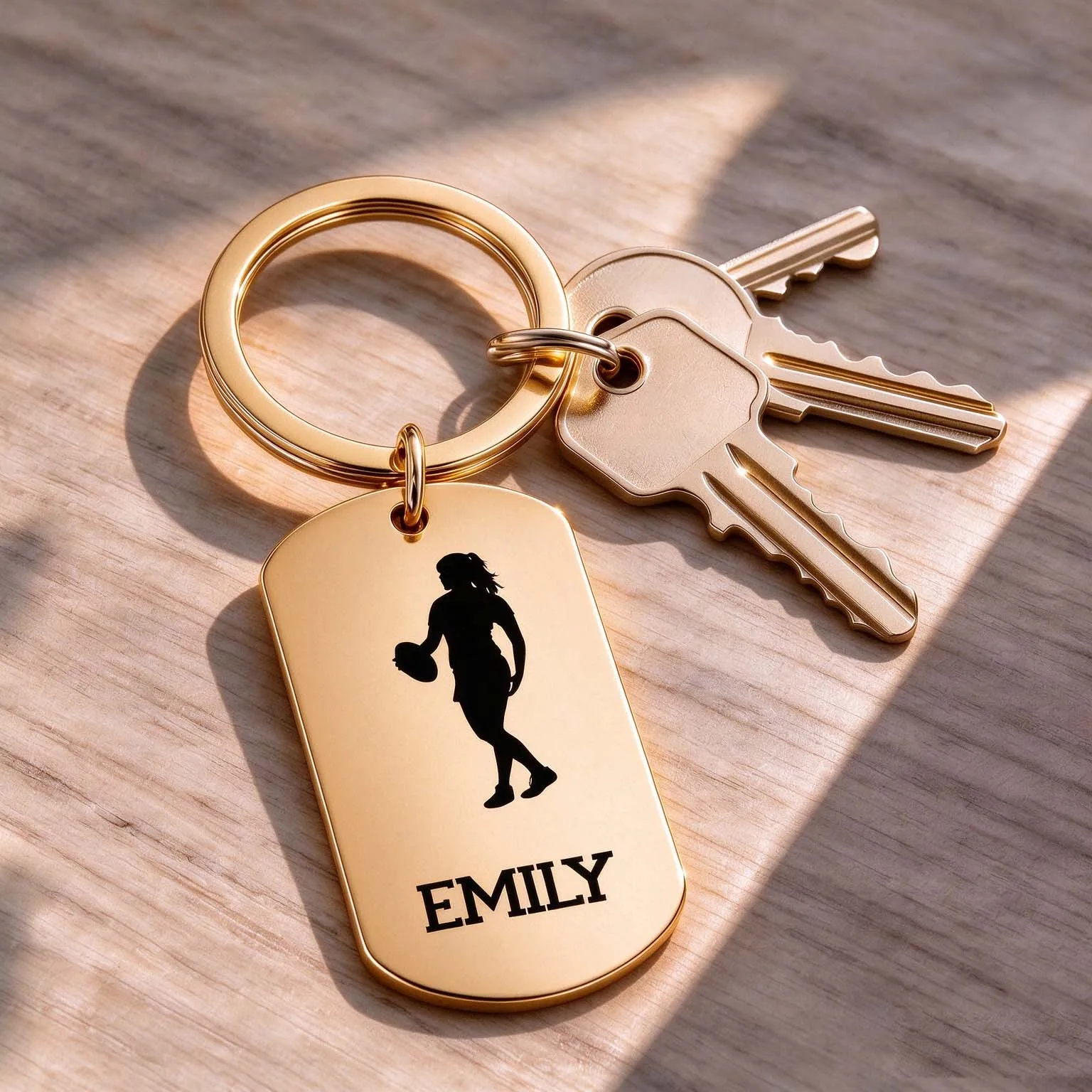 US American Football Engrave Custom Rugby Player Name Keychain Personalized Ball Gift For Women Men Stainless Steel Key Ring