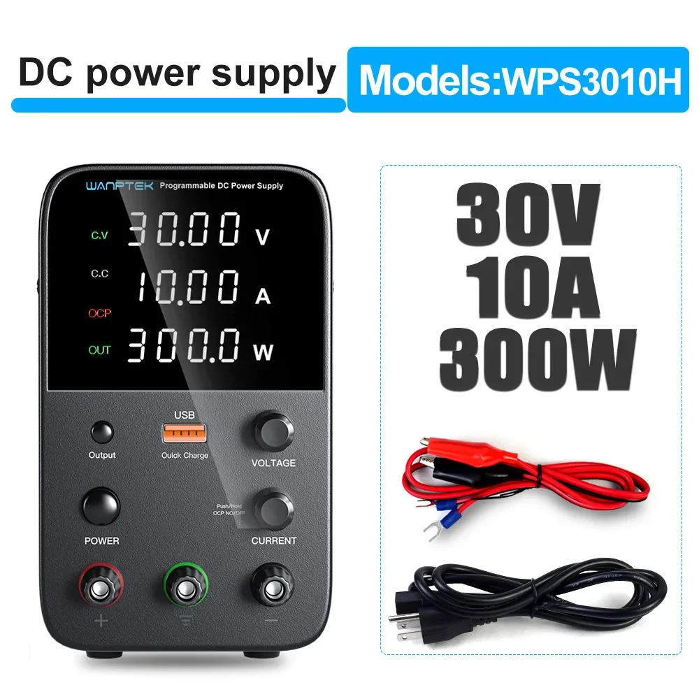 WANPTEK BENCH DC ADJUSTABLE POWER SUPPLY, DC POWER SOURCE, 30V 10A, REPAIR, LAB, DESIGN, SCHOOL, ELECTROPLATE, CHARGE, WPS3010H