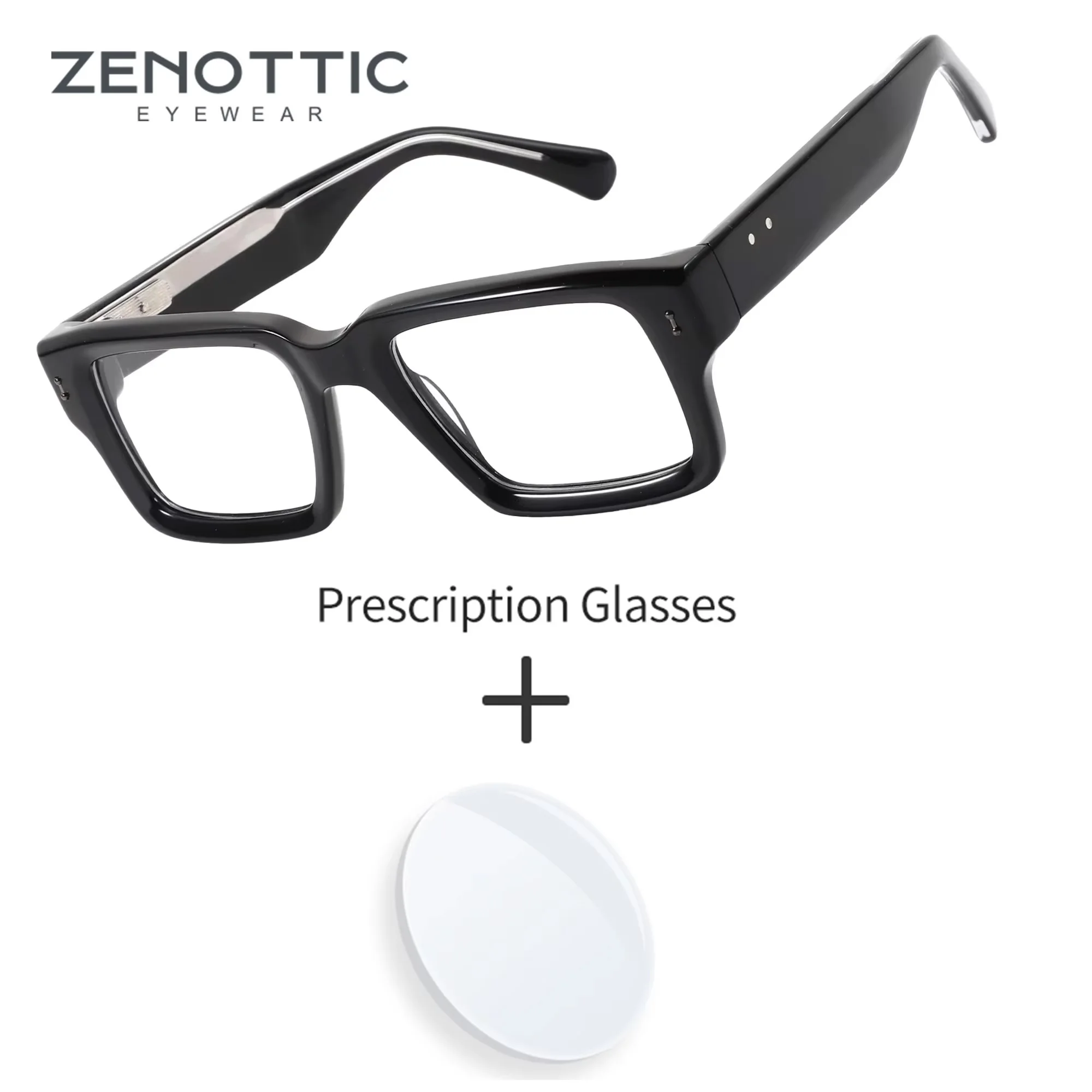 ZENOTTIC S Size Acetate Rectangle Men's Prescription Eyewear Anti Blue Light Photochromic Reading Progressive Lenses Eyewear