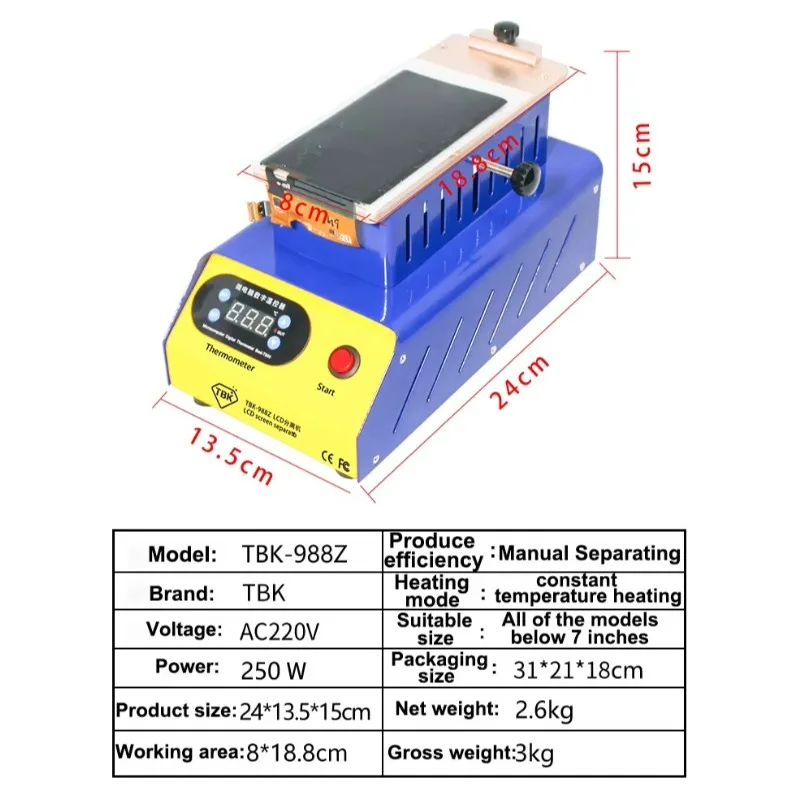 

Brand New LCD Separator Machine 360 Rotating Separator Clean Glue Machine For Repair Phone