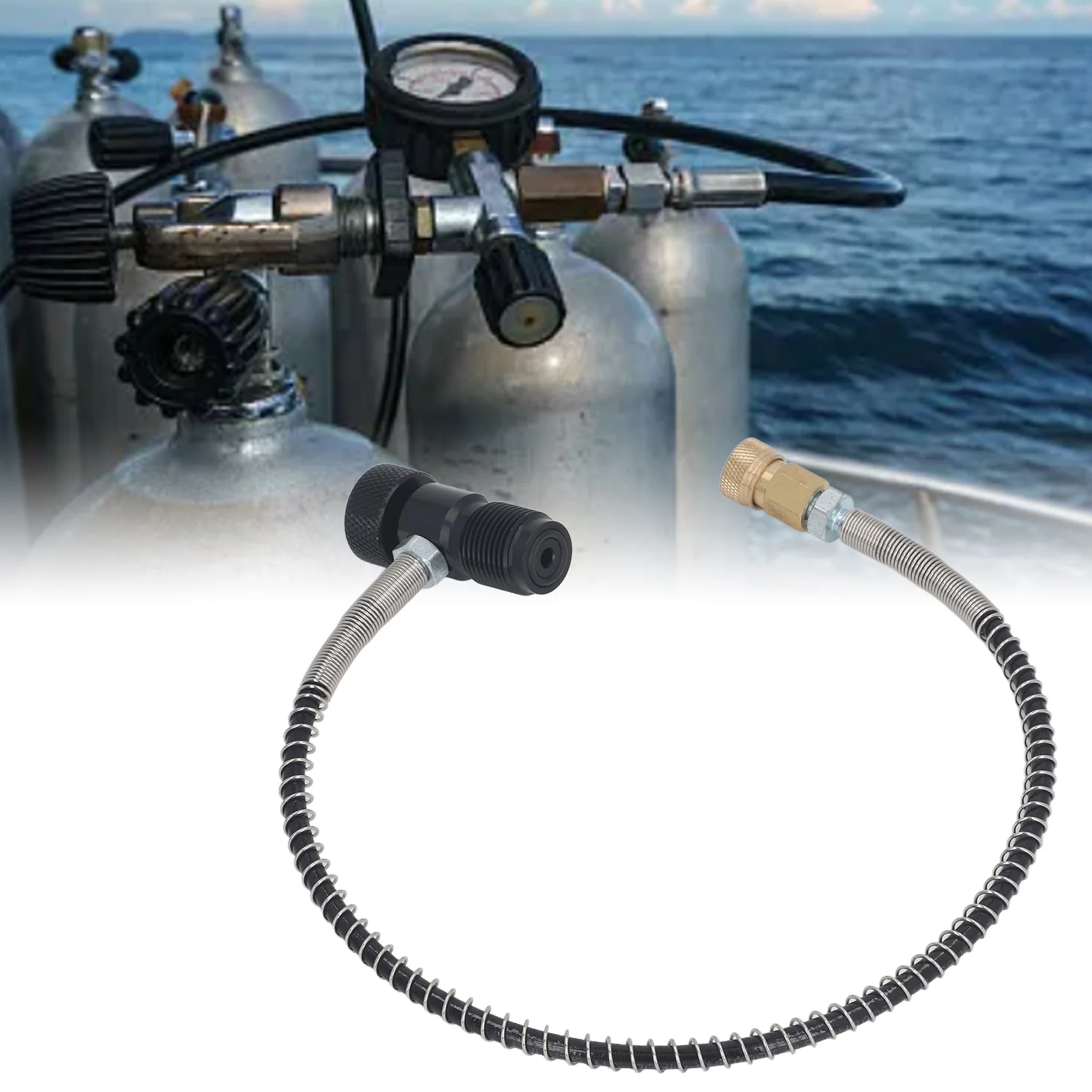 G5/8 Gewinde Schnellfülladapter Füllstation Adapterschlauch Hochdruck-Pneumatikteil für 6,8 l CO HPA CO2-Tank