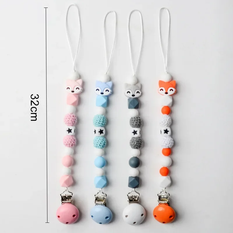 Baby Pacifier Clips Silicone Star Beads Pacifier Chains Infant Nipple Appease Soother Chain Clips Dummy Holder Nipple Clips Gift