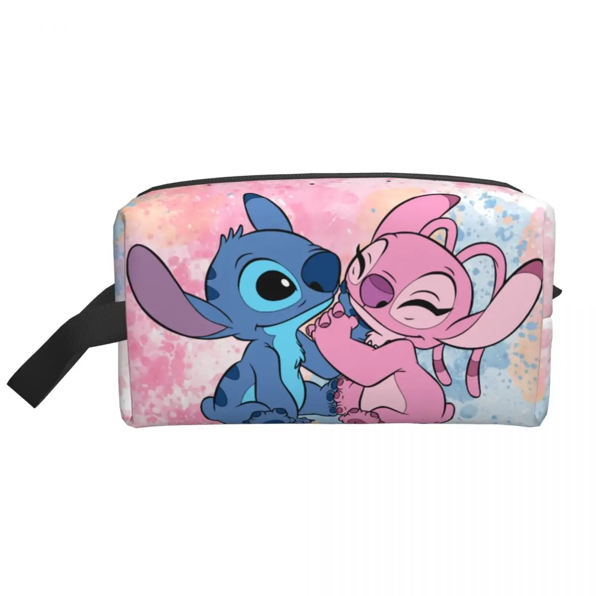 Custom Stitch And Angel In Love Anime Cosmetic Bag Women Large Capacity Adventure Film Makeup Case Beauty Storage Toiletry Bags