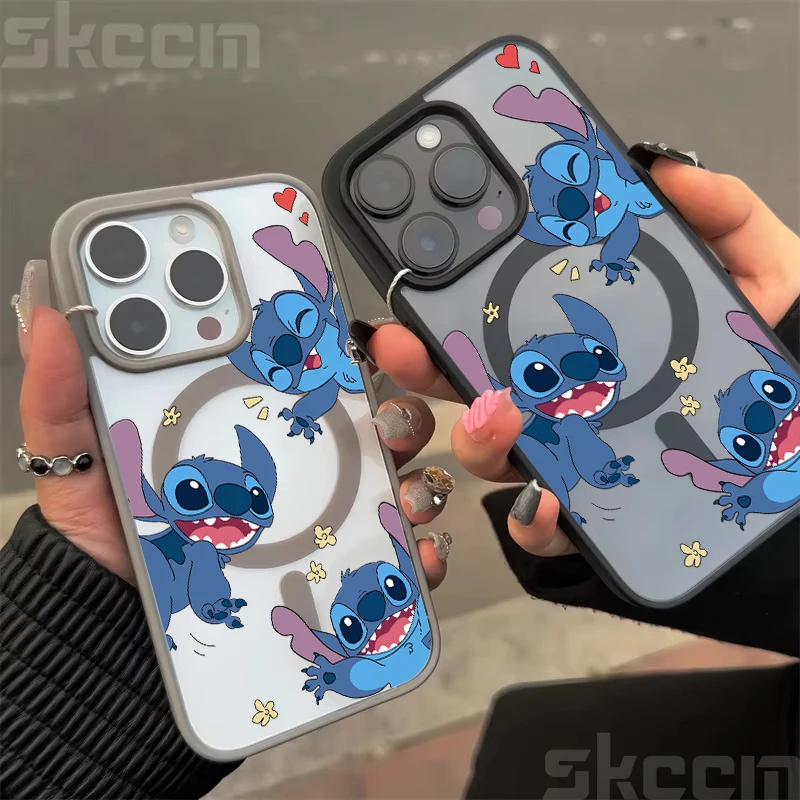 Lovely Stitch Magnetic Phone Case For iPhone 17 Pro Max 11 12 13 14 15 16 Plus 17 Air XS X XR 16e Clear Wireless Charge Cover - náhled 2