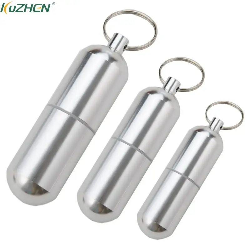 Waterproof Aluminum Pill Case Bottle Cache Drug Holder For Traveling Camping Container Keychain Medicine Box Health Care Tool