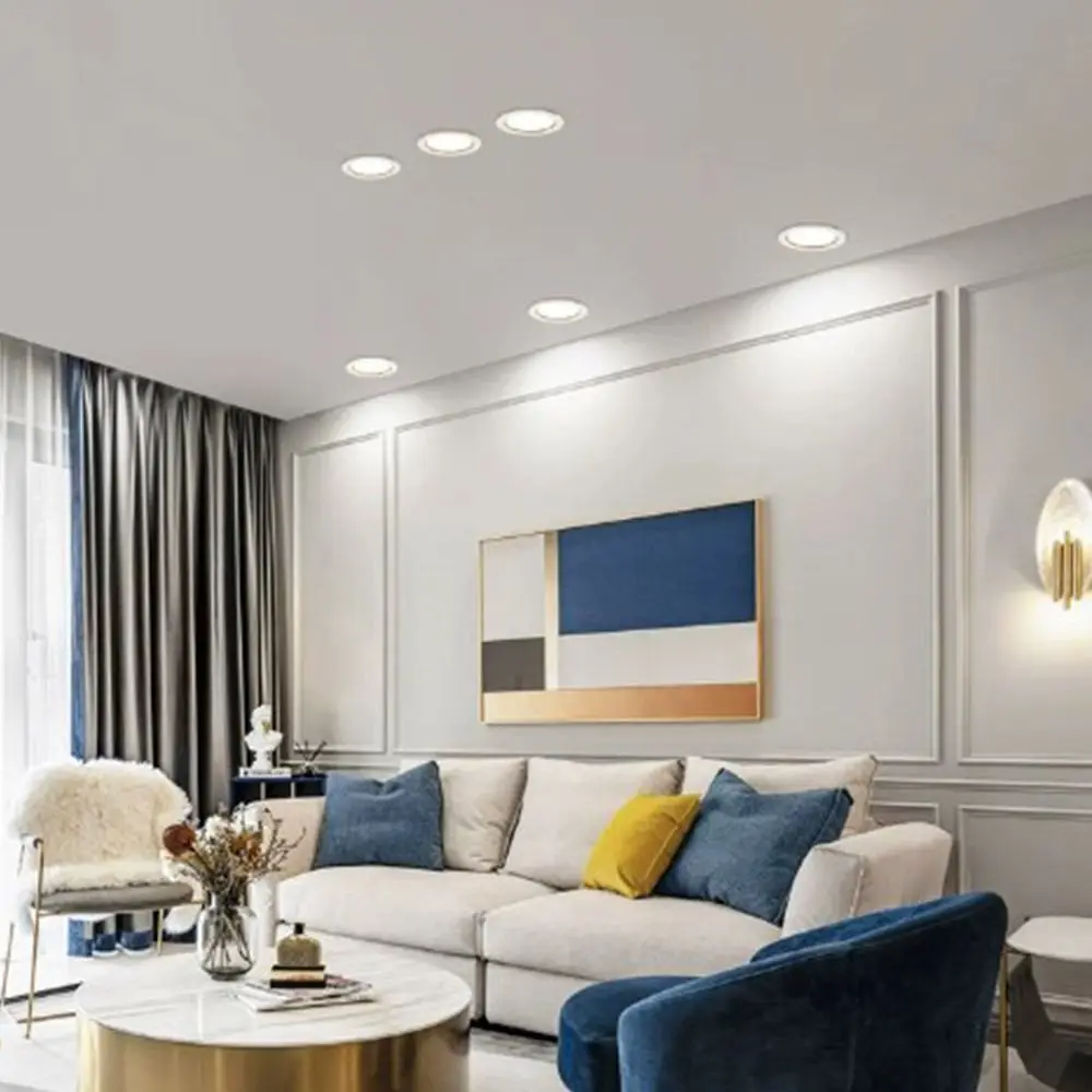 Small Recessed LED Downlight Spot Light Energy Saving Down Lights Tricolor Dimmable Anti Glare Ceiling Spot Lights Home
