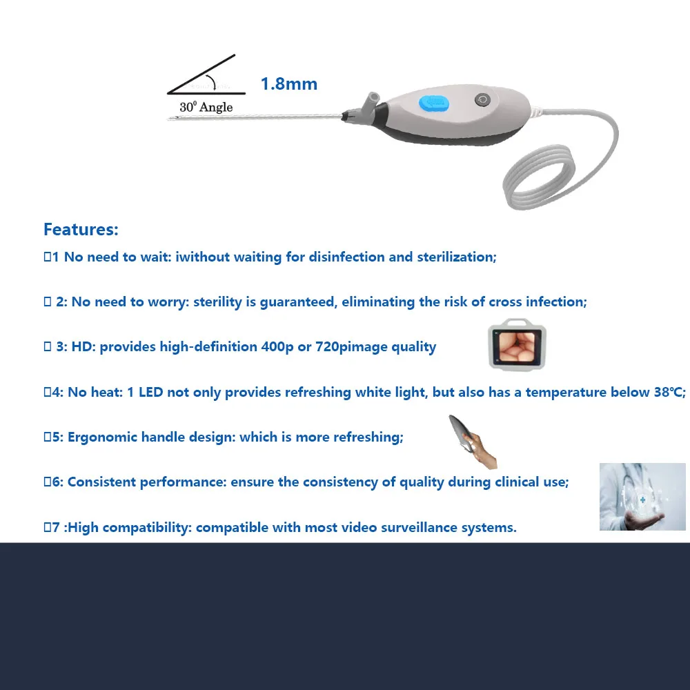 CRW   Minimally Invasive Surgery 2.2mm Wth Sheath 400*400 Full HD Disposable   Portable
