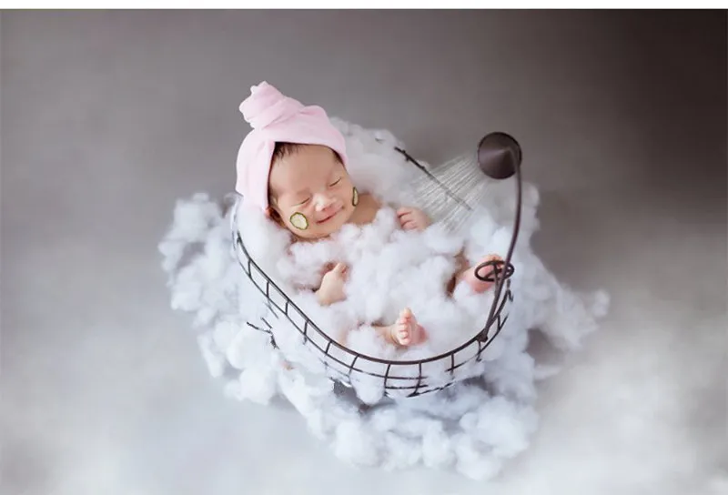 Newborn Photography Props Bathtub Small Iron Basket Prop Photo Shooting Infant Props Container Baby Girl Boy Fotografia