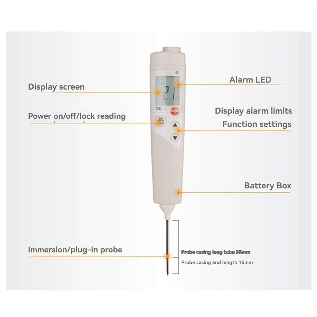 Okay Folding Probe Thermometer Penetration LCD Digital Thermometer Food Safety Thermometer T103(-30°C-+220°C)0560 0103