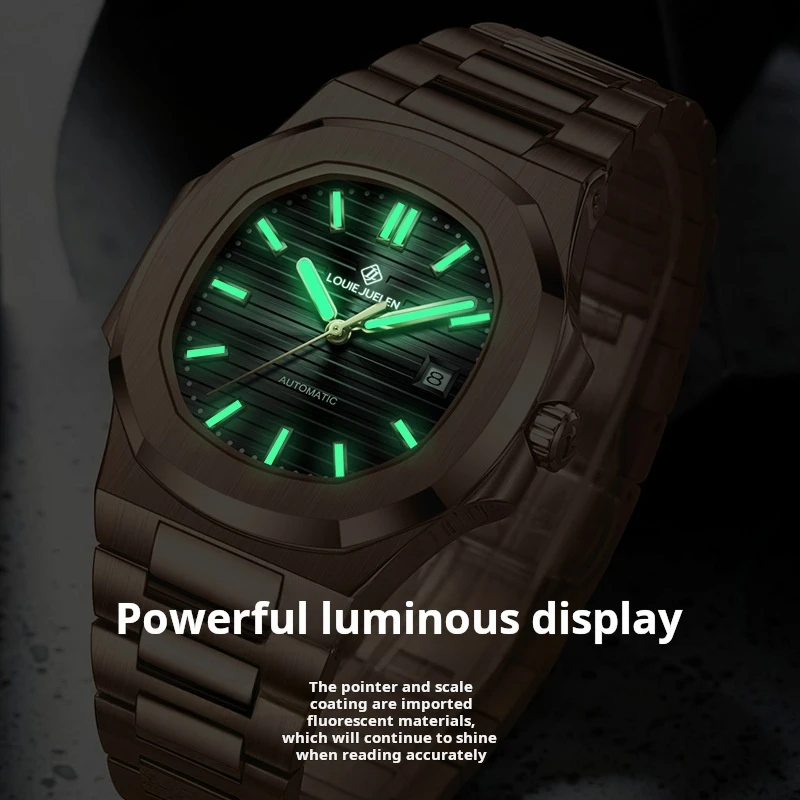 ساعات رجالية 2026 ساعة أوتوماتيكية جديدة فاخرة باللون الذهبي الوردي للرجال من الفولاذ المقاوم للصدأ مقاومة للماء بتقويم ميكانيكي للرجال #4