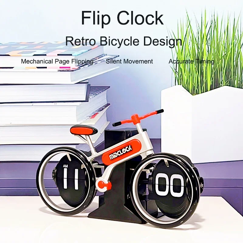 

Bicycle Page Turning Clock Home Desktop Personalized Bike Shape Page Turning Clock Fashion Decorative Gift Desk reloj de pared