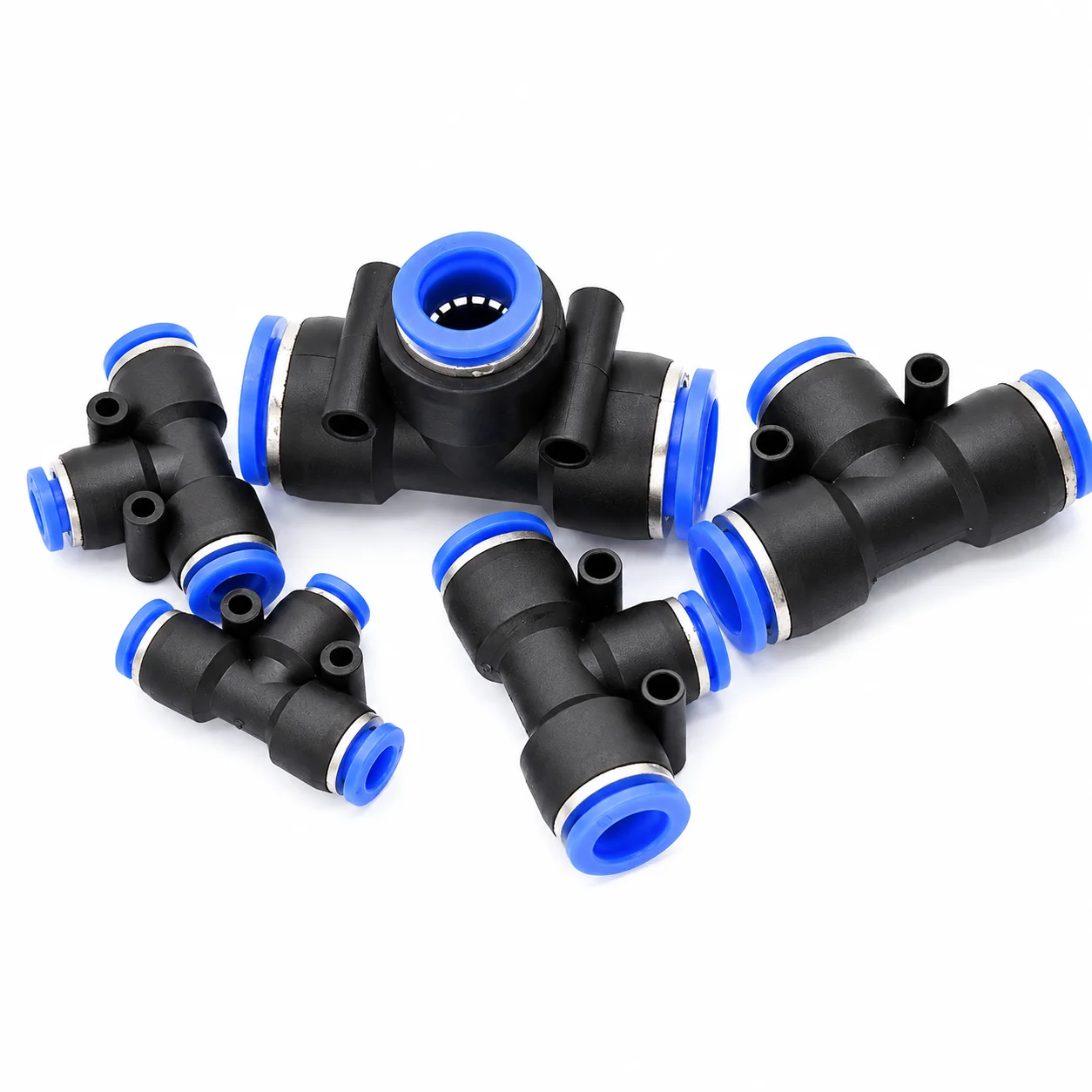 PEG Pneumatic Reducing Tee Push-to-Connect Air Tube Fitting 4-16mm OD Metric Quick Connector for PU Nylon Hose Air Vacuum System