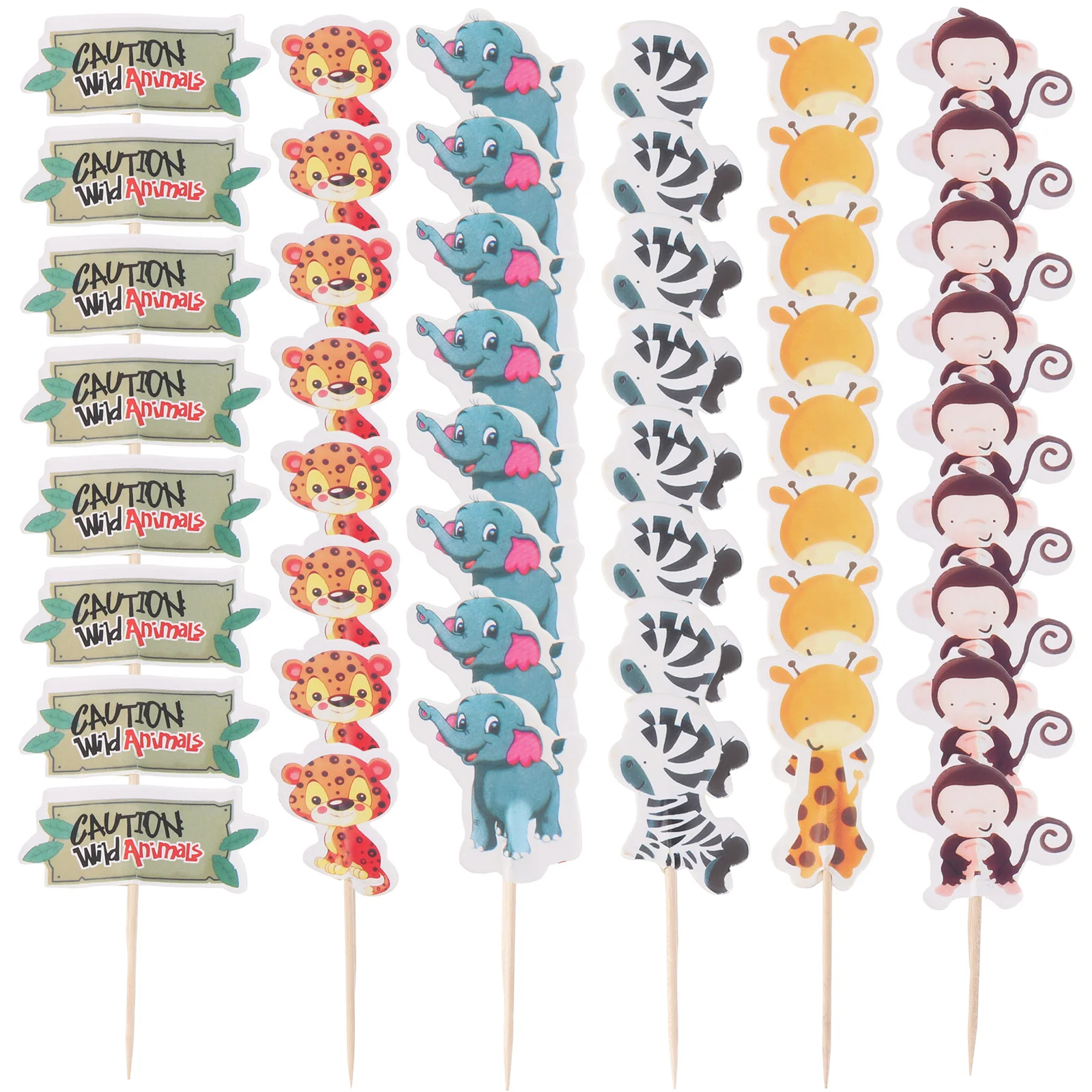 48PCS Haiti Animal Cake Picks Cupcake Decorating Toothpick Toppers Non Edible Safe Quality Material for Kids Birthday Baby