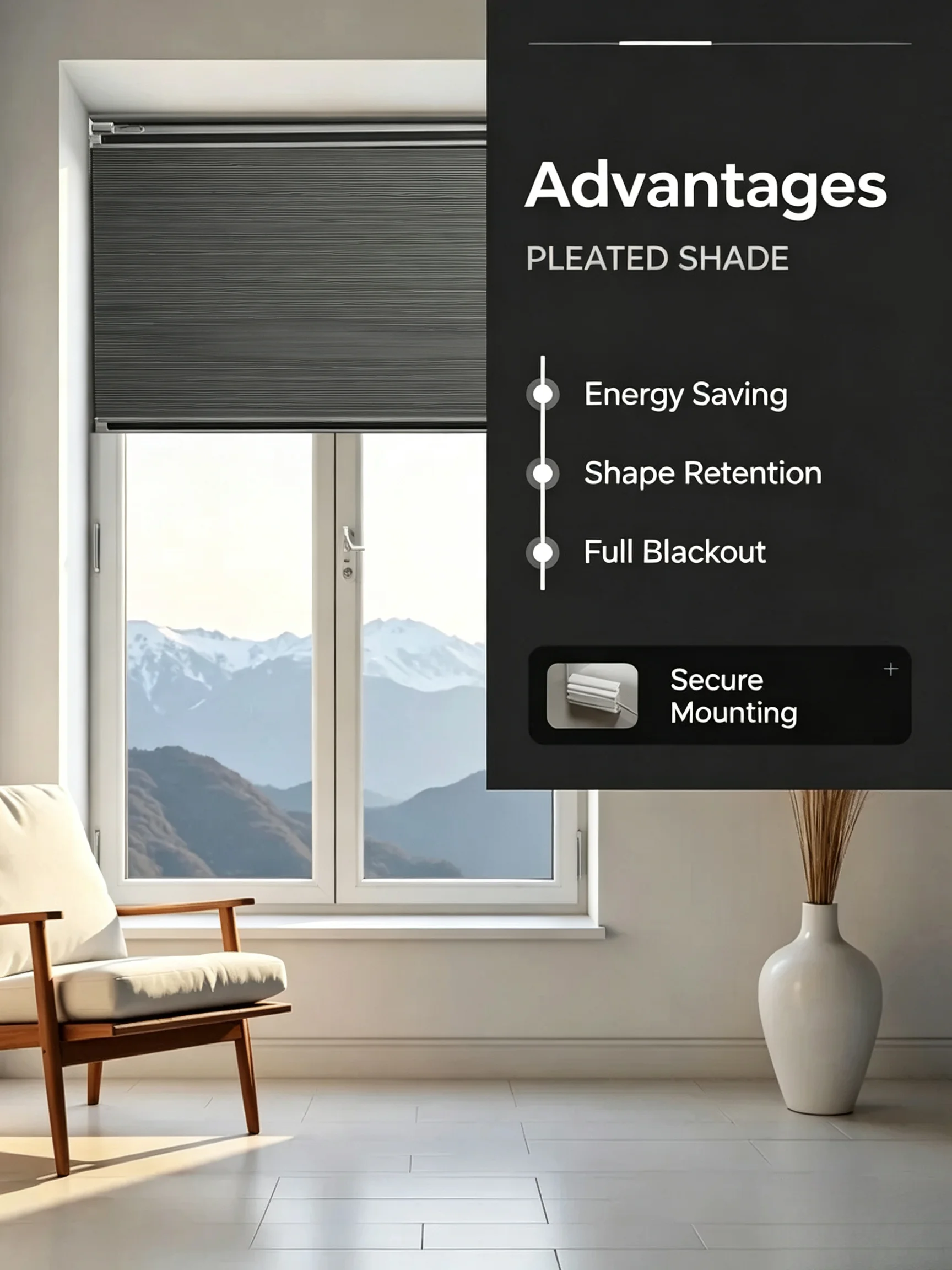 Pleated Blind 2 in 1 Blackout & Mosquito Net for Roof Window, Thermal Insulation Privacy Window Shade