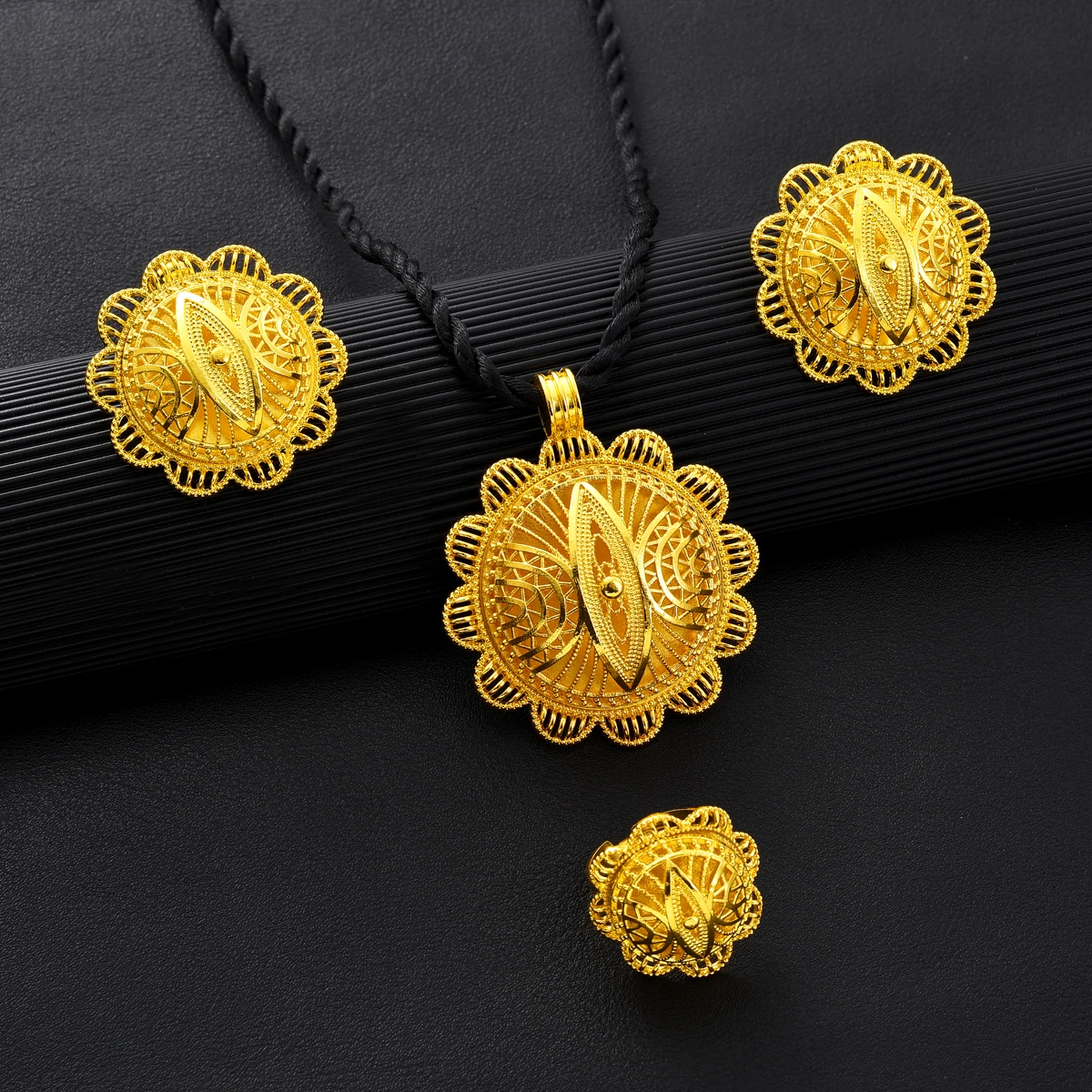 Ethiopian Jewelry sets Pendant Earrings Ring 3-Piece Sets African Eritrean Wedding Engagement Ethnic Gifts #063