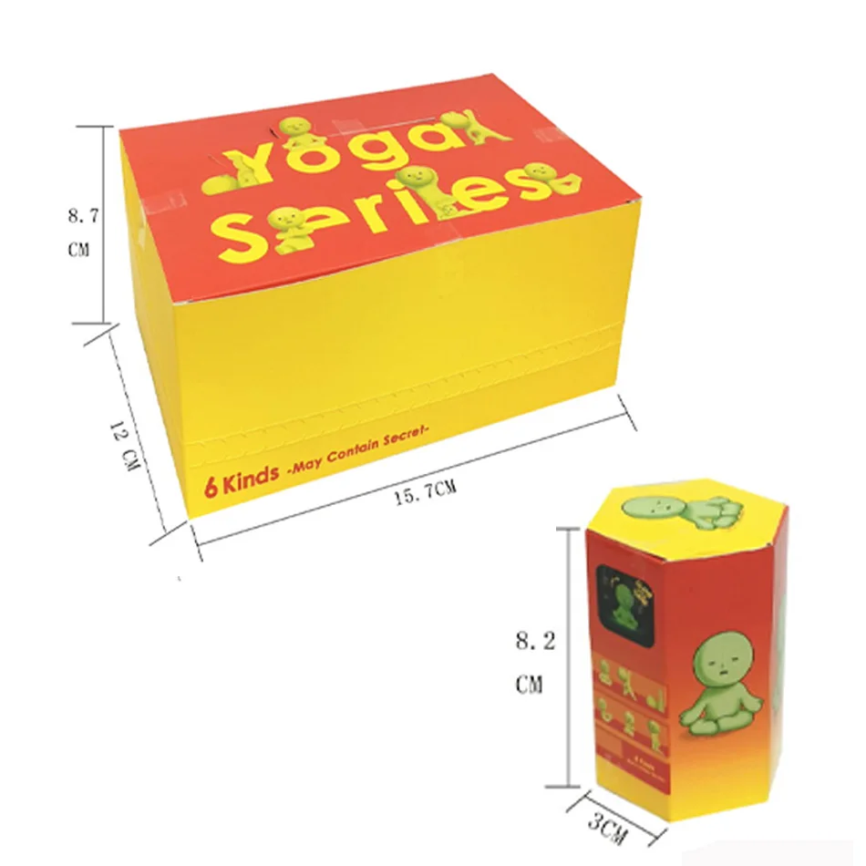 Quente fitness yoga banho quarto série bonito luminoso verde escuro boneca de ação dos desenhos animados desktop caixa cega modelo presente boneca presentes