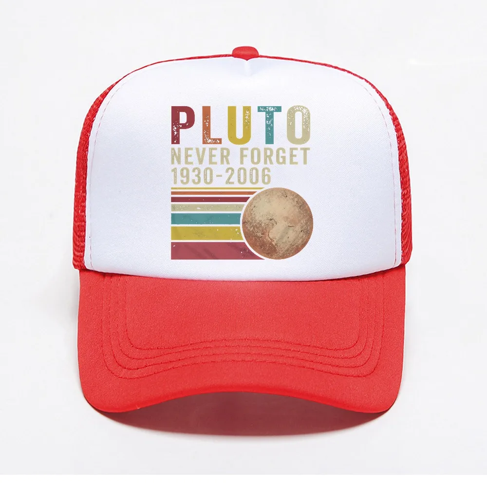 Pluto Never Forget Retro Style baseball cap summer outdoor adjustable Breathable Snapback Hat casual mesh sports trucker hats