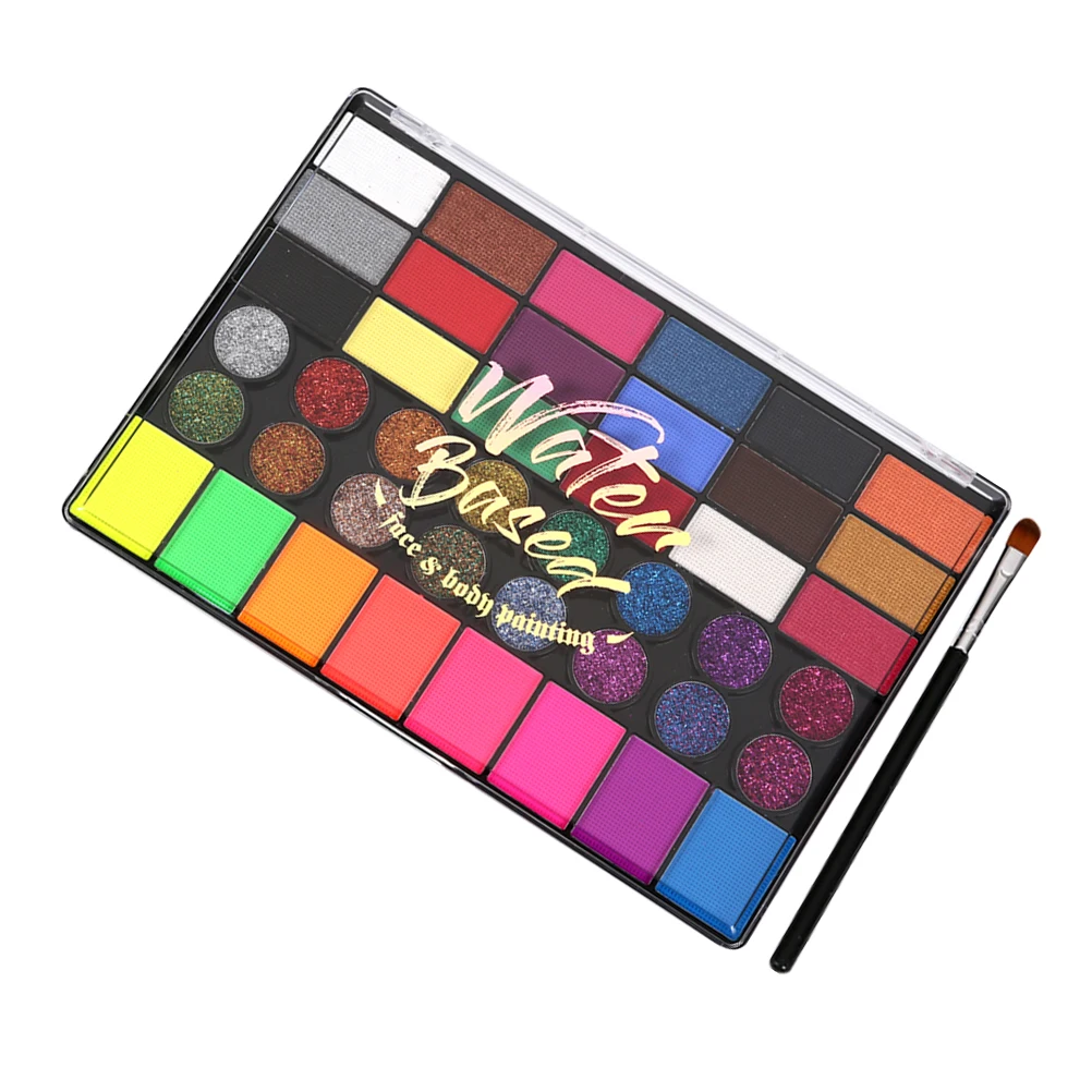 Zestaw do malowania ciała 42 kolory, wodne farby do twarzy dla dzieci i dorosłych, zestaw pigmentów do makijażu scenicznego na festiwale NK4201, pędzel w zestawie