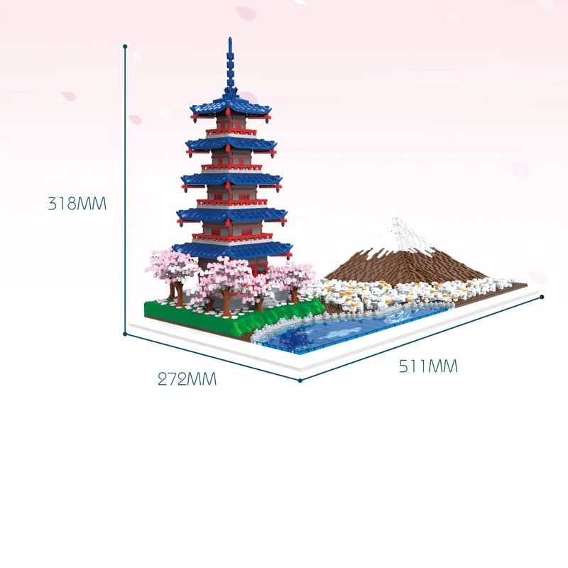 6500pcs Challenge Mini Blocks Architecture Mount Fuji Building Bricks Sakura Assembly Toy for Children Gift Girl Present 7829