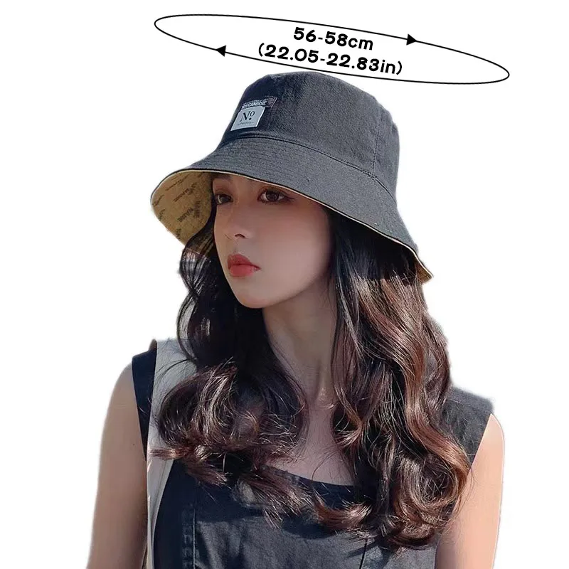 Summer Double-Sided Wear Women Bucket Hat Fashion Print Wide Brim Fordable Panama Fishermen Cap Outdoor Travel Beach Visor Hats