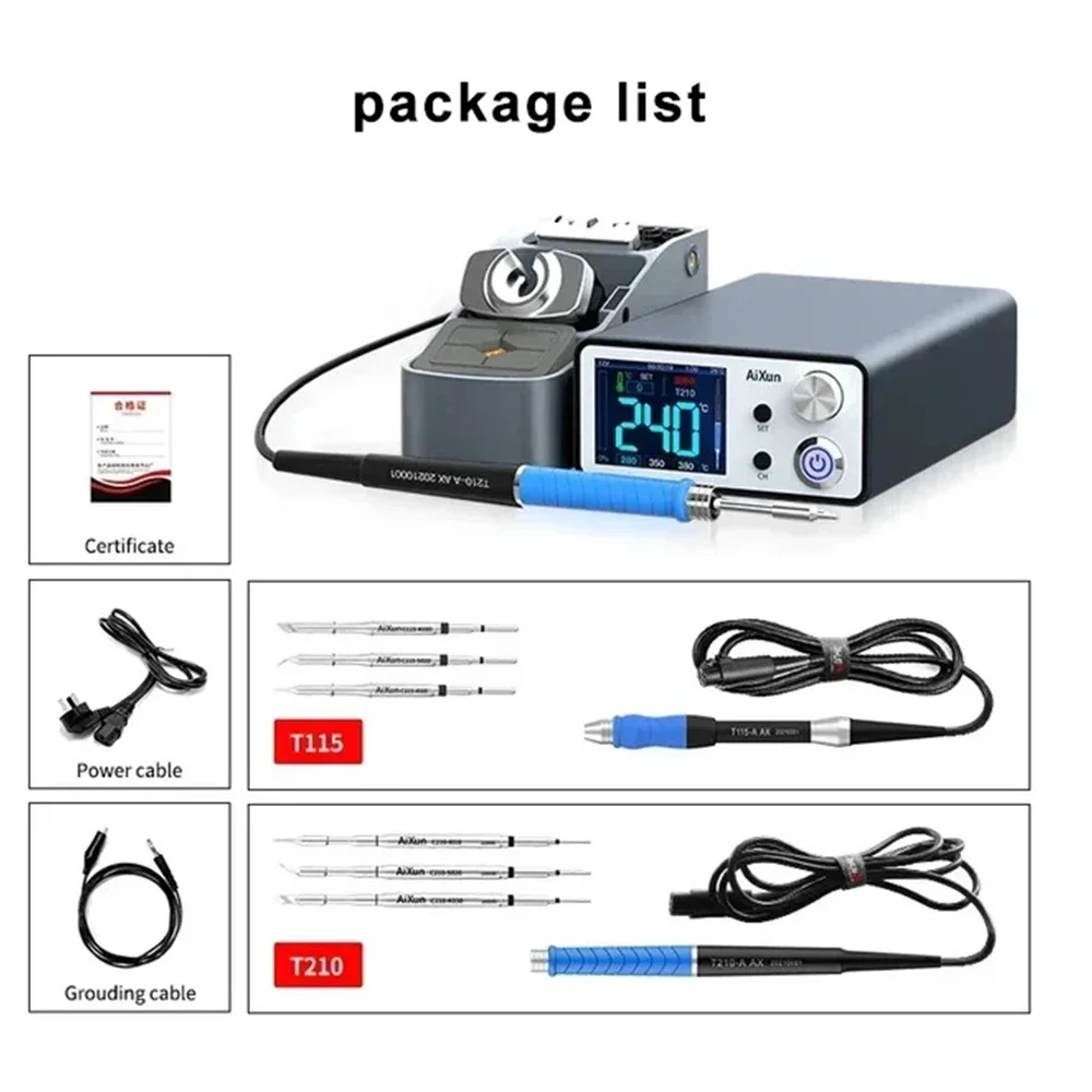 AIXUN T3B Intelligent Soldering Station Electric iron Soldering Kit with T115 T210 Handle Tips for Phone SMD BGA Welding Tools