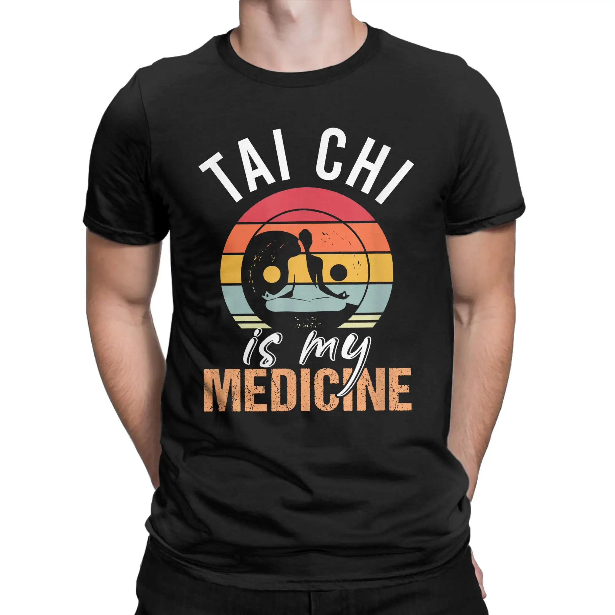 Tai Chi Meditation Martial Arts Zen Balance Men T Shirts  Leisure Tee Shirt Short Sleeve  T-Shirts Pure Cotton Plus Size Tops