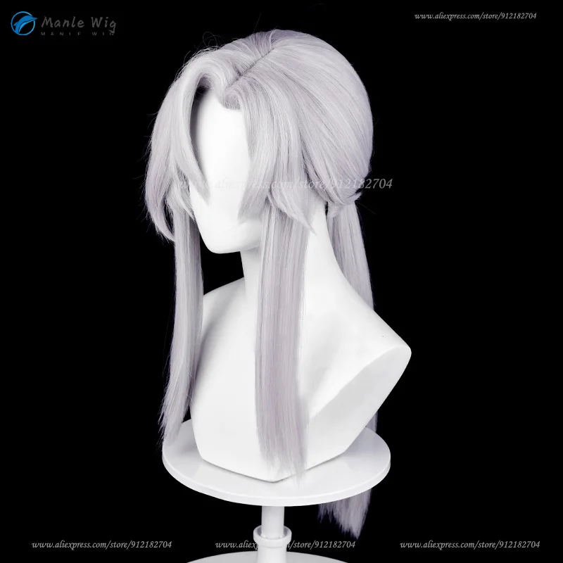 Anime Ferid Bathory Cosplay Perruque, Cheveux Synthétiques, Bonnet de Perruque, Long, Droit, Argent, Blanc, Degré de Chaleur, 75cm