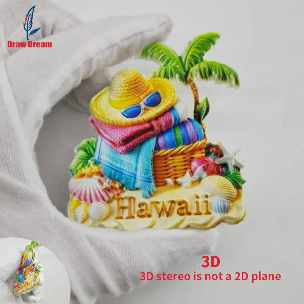 1 Stück Hawaiianischer Kreativer 3D-geprägter Kühlschrankmagnet, Weltreise-Souvenir-Kollektion, geeignet für Heim- und Bürodekoration, personalisierter exklusiver Reise-Souvenir-Magnet,