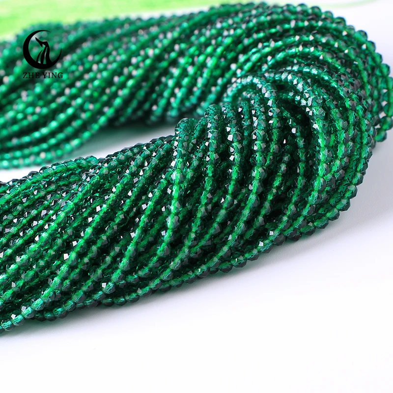 

Zhe Ying 50 Strands/Lot Green Emerald Hydro Beads 2mm Round Micro Faceted Crystal Spacer Loose Beads for DIY Jewelry Making