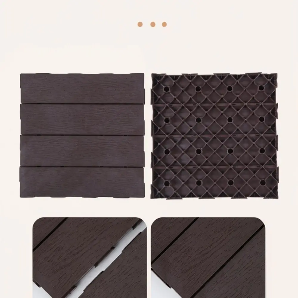 Decorative PVC Interlocking Floor Tiles Modular Decking For Balcony Patio Yard Waterproof Wood Texture Easy Laying